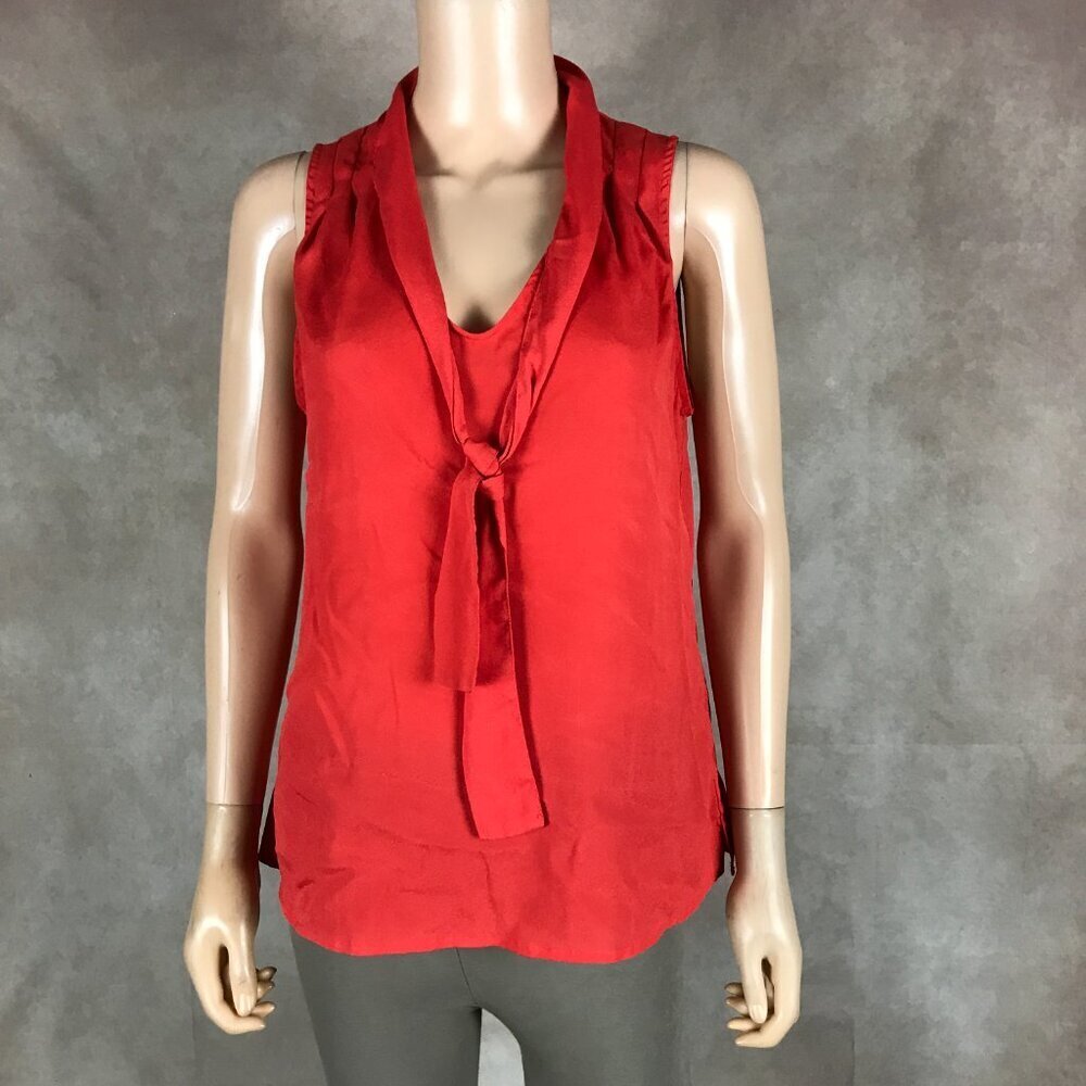 COMME TOI Orange Sleeveless Neck-tie Top MEDIUM